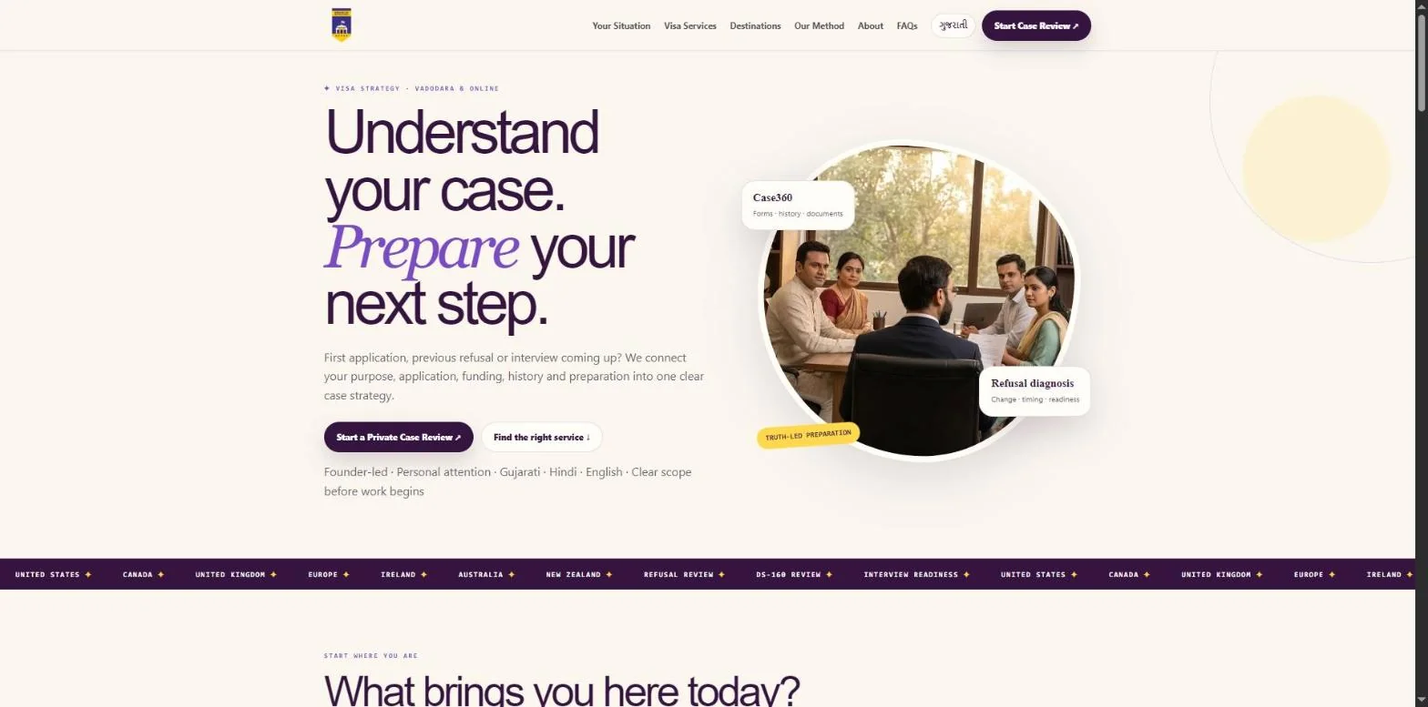 Preview of the Embassy of Education website, a visa strategy consultancy